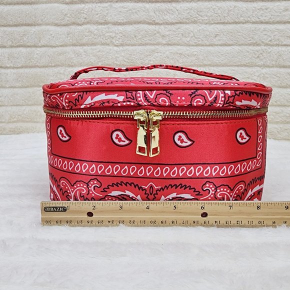 Blue Or Black Bandana Hard Case Make - Up Bag Purse Set of 3 per color - Picture 12 of 16